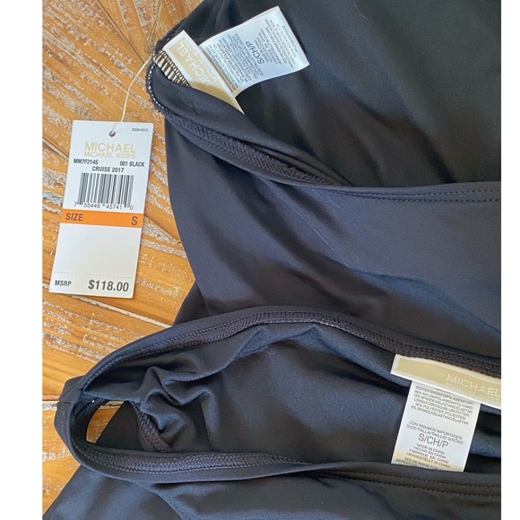 NWT MICHAEL Michael Kors Black Tank Top Two Piece Swimsuit in Size Small - Picture 6 of 9